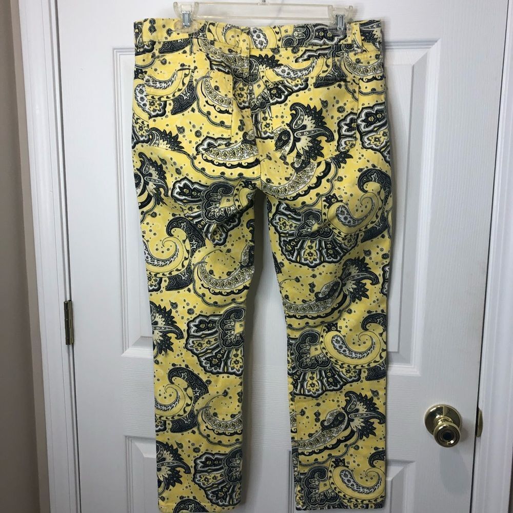 Ralph Lauren LRL Lauren Jeans yellow paisley print capris pants jeans, size 10 - Picture 8 of 14